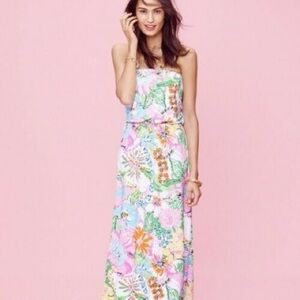 LFT LFT Nosey Posey Strapless Floral Maxi Dress Womens GUC